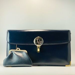 Christian Dior Box Leather purse with attached coin purse - Dark Navy ❤️❤️❤️